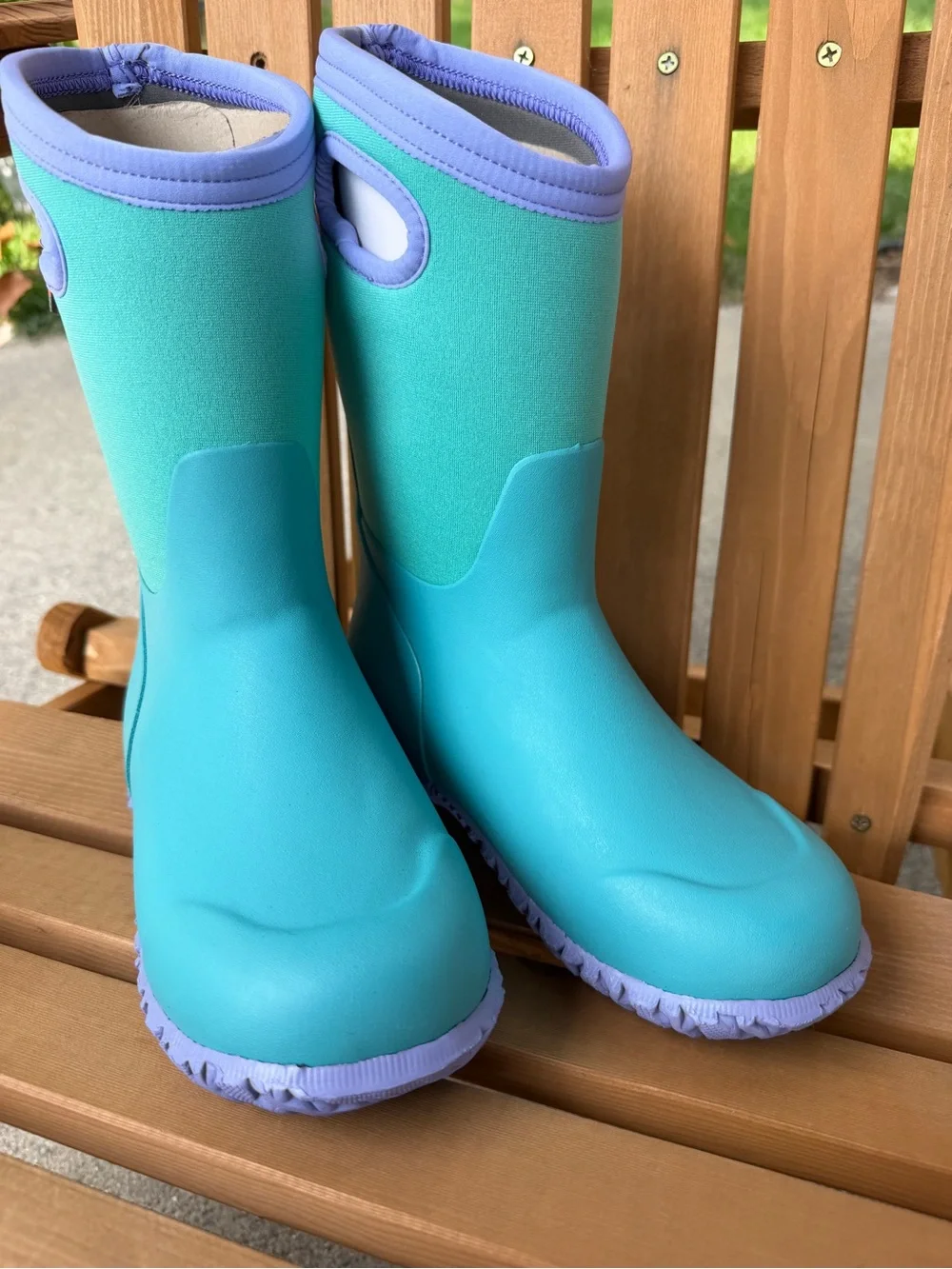 BOGS Kids Durham Solid Waterproof Winter Rain Boots Turquoise Teal Purple Size 3